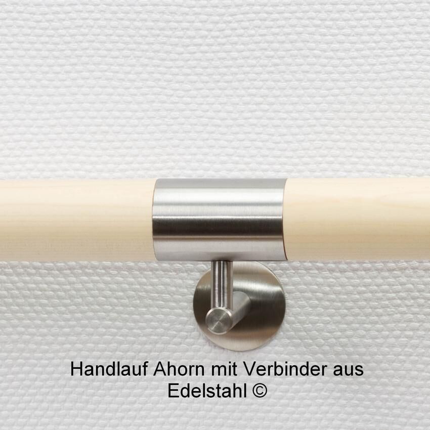 Handlauf Ahorn mit Edelstahlverbinder