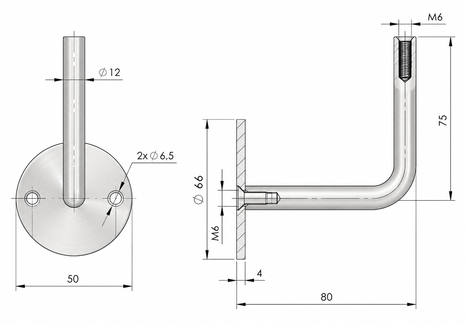 Handlaufhalter aus Edelstahl HLH 10
