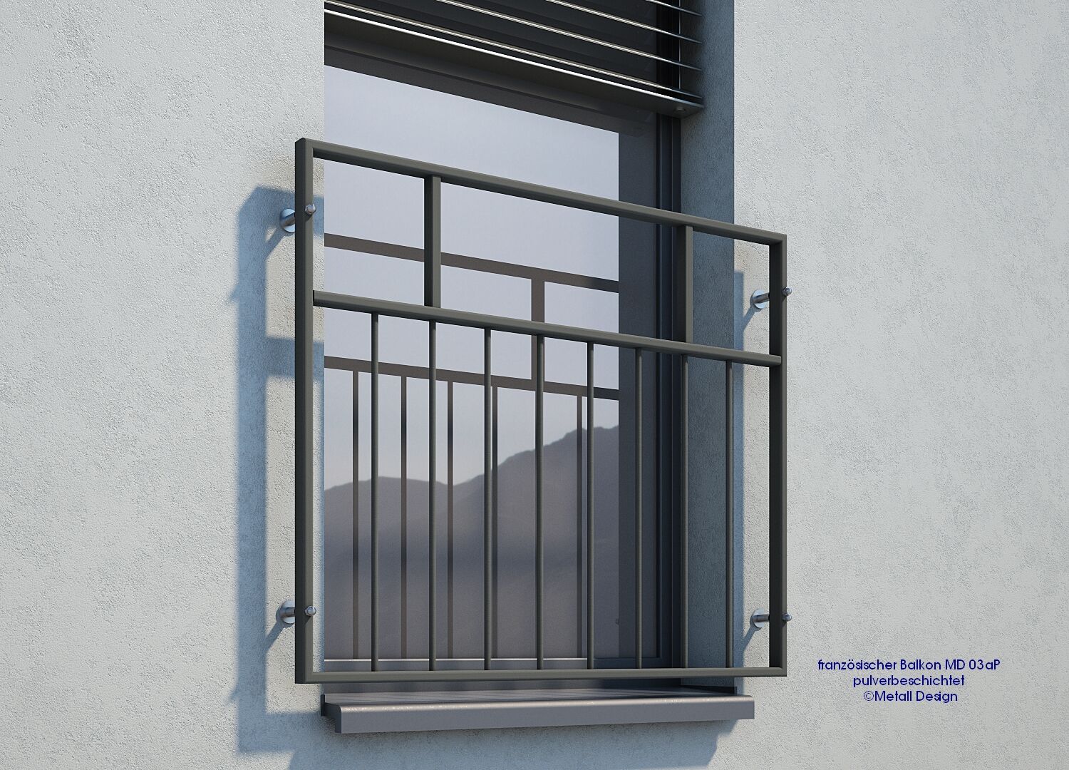 französischer Balkon pulverbeschichtet MD 03aP anthrazitgrau RAL7016