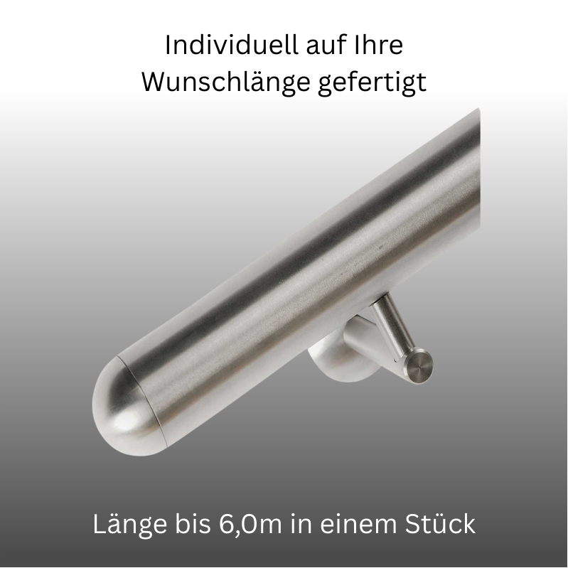 Handlauf Edelstahl DS06 auf Maß Endkappen rund