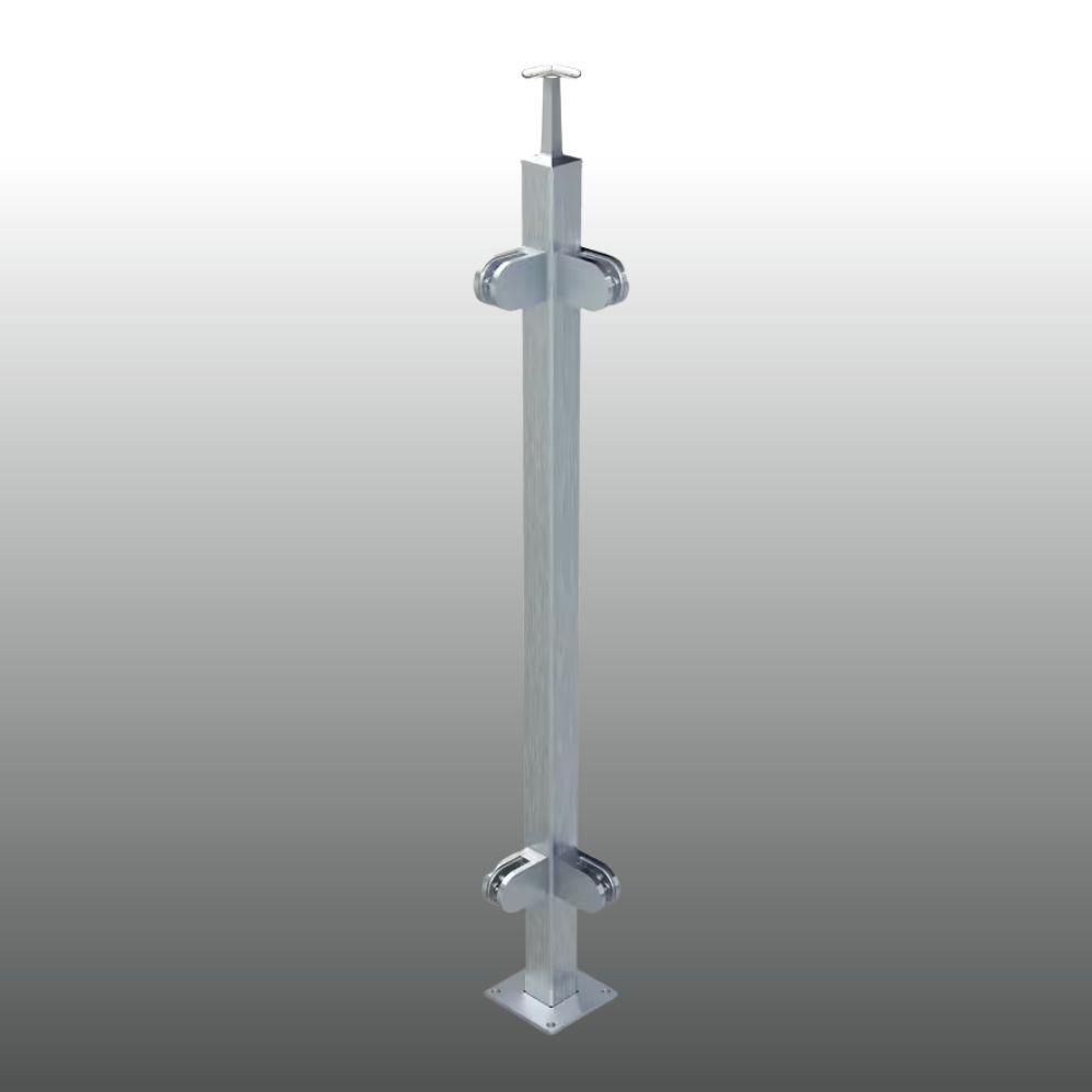 Pfosten Glasgeländer Vierkantrohr VGA-03 Eckpfosten 90°
