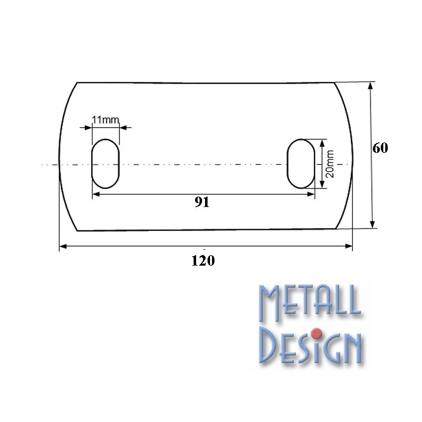 Ankerplatte Edelstahl gerundet 120 x 60 x 6 mm