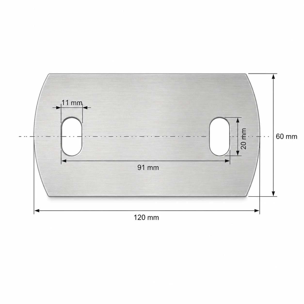 Ankerplatte Edelstahl gerundet 120 x 60 x 6 mm