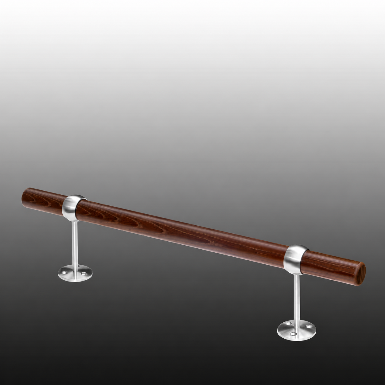 Handlaufhalter mit Kugelring Lang für den Handlauf aus Holz.