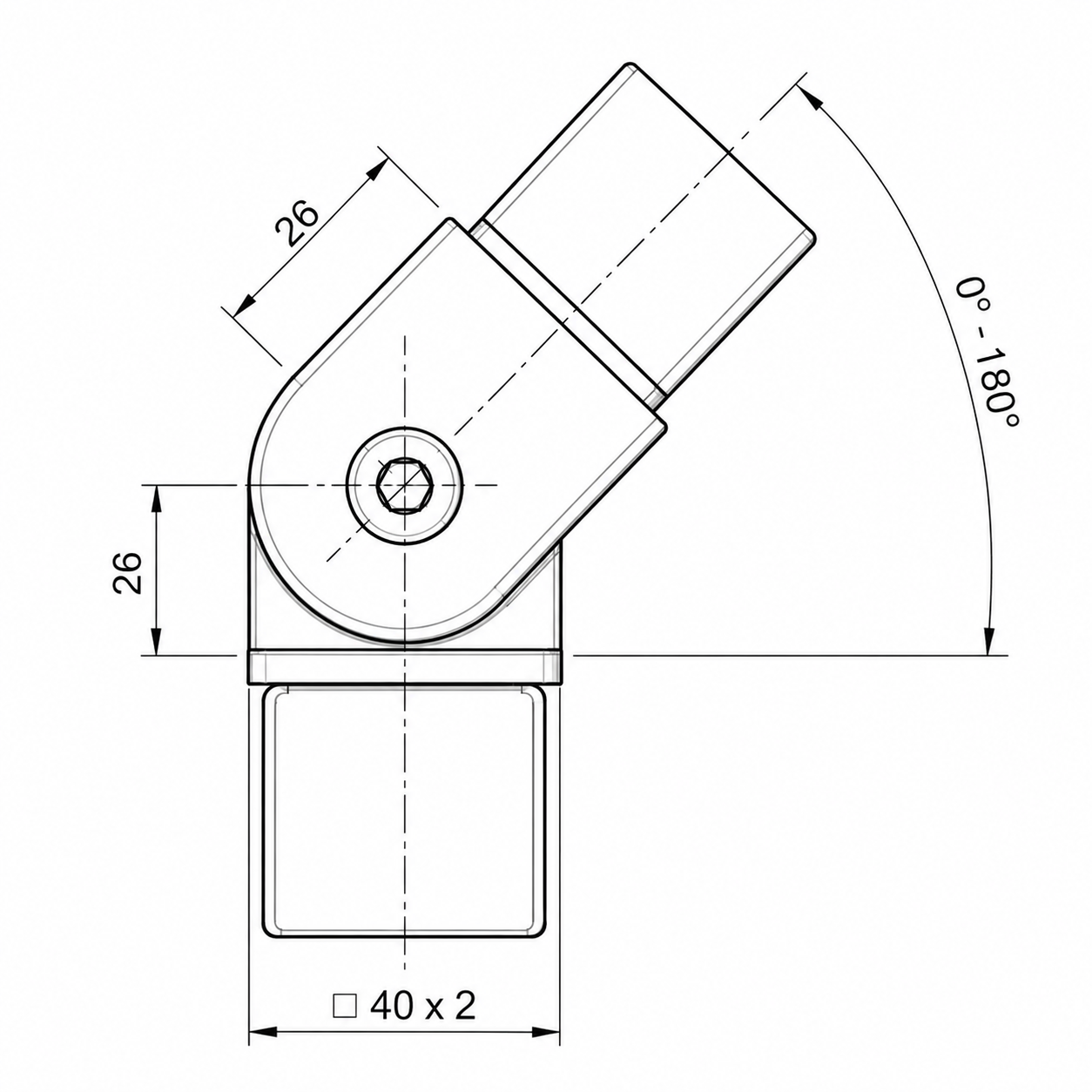 Vierkantrohr einstellbar Handlaufverbinder Edelstahl