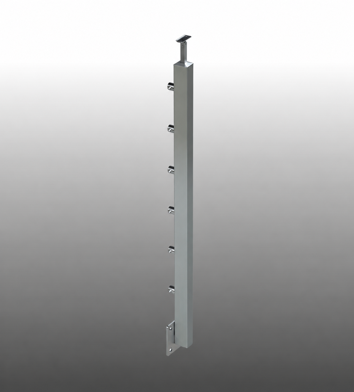 Sonderposten Geländerpfosten 1140 mm kein Wandabstand Vierkantrohr Relinggeländer seitliche Montage 6 Stabhalter Edelstahl