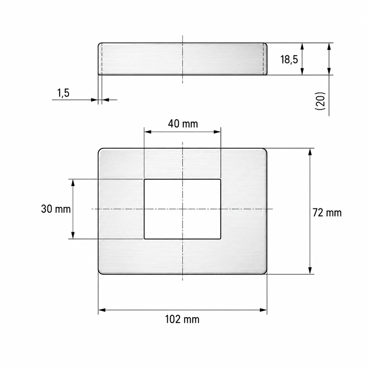 Rechteckrohr Abdeckrosette Edelstahl V4A