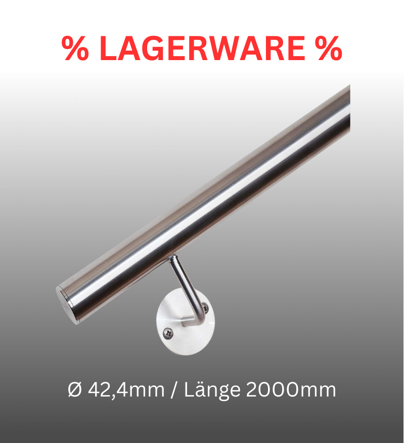 Handlauf Edelstahl V2A Länge 2000 mm 42,4 mm