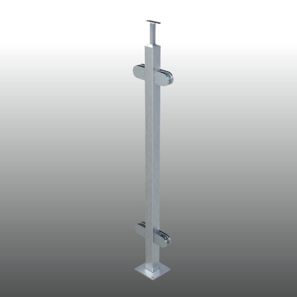 Pfosten Glasgeländer Vierkantrohr VGA-02 Mittelpfosten