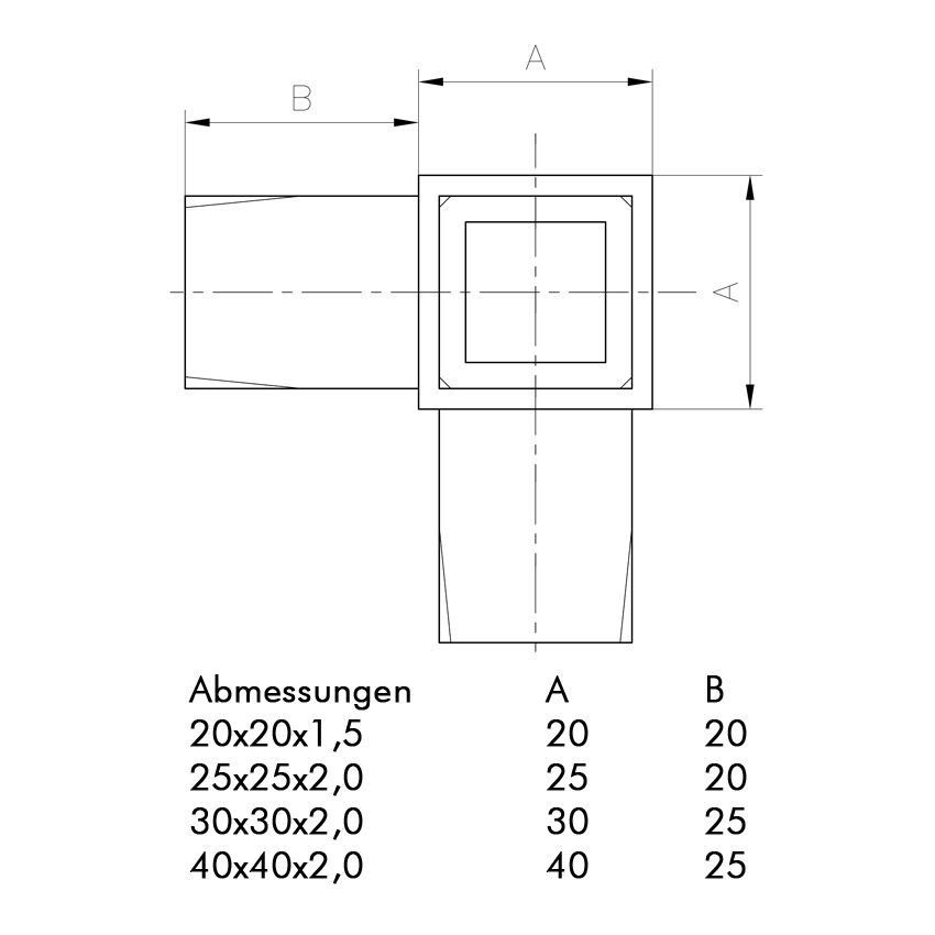 Rohrverbinder Vierkantrohr Eckverbinder Edelstahl-Fitting, V4A