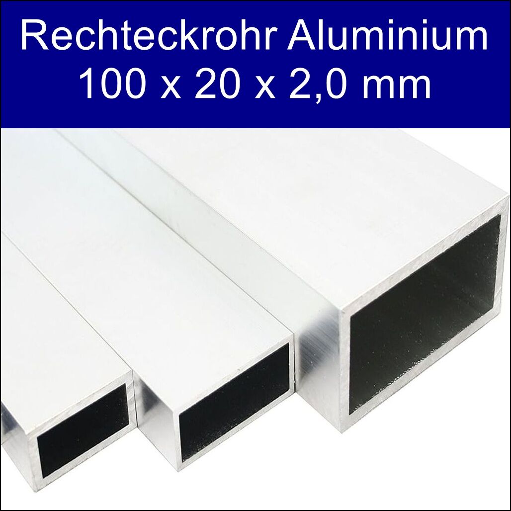 Rechteckrohr Alu 100 x 20 x 2 mm