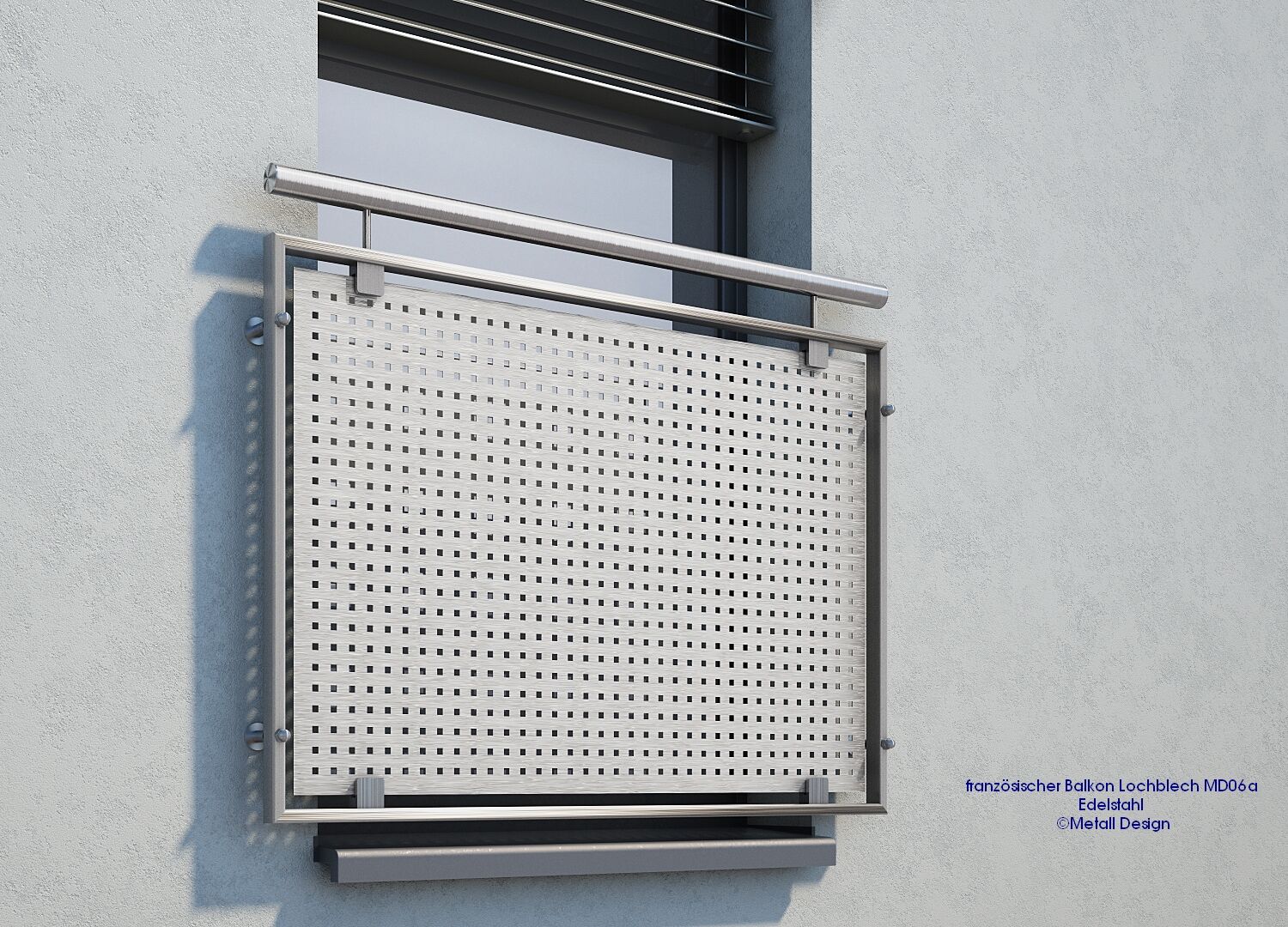 Französischer Balkon Edelstahl mit Lochblech MD06a