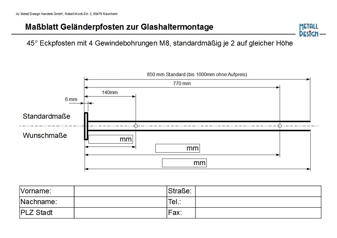 Geländerpfosten G04 Zeichnung
