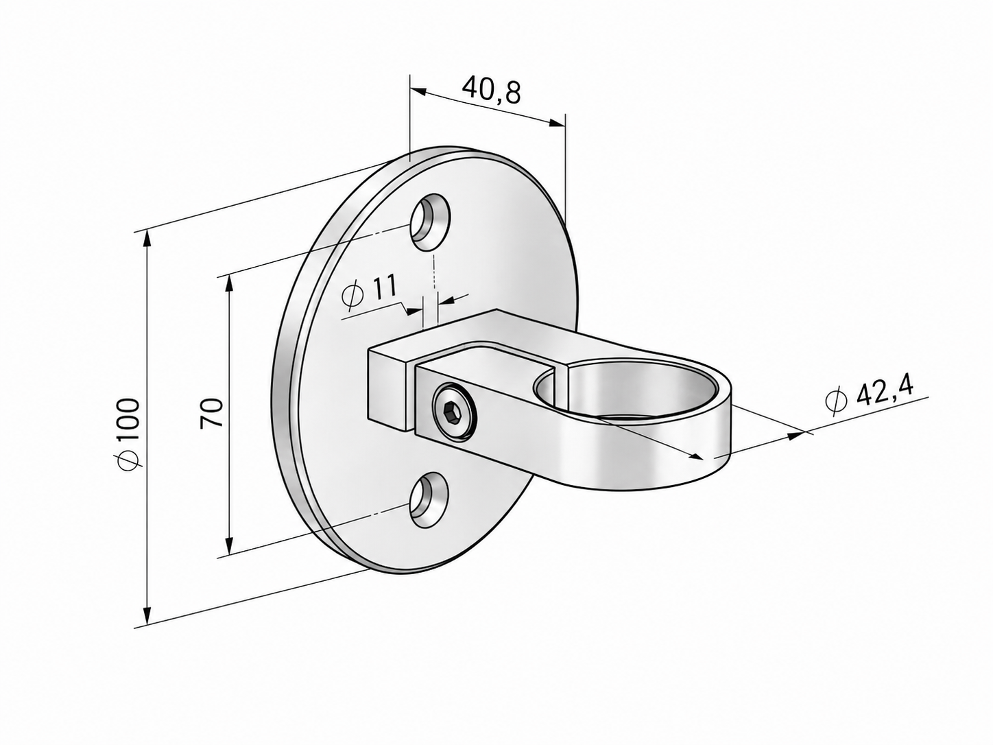 Edelstahl Wandanker für 42,4 mm Rundrohr
