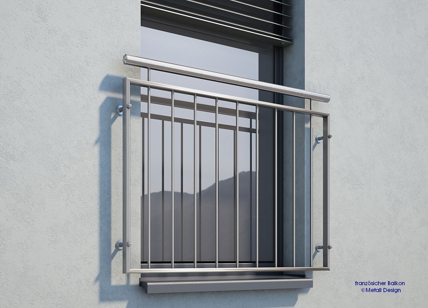 Französischer Balkon Edelstahl aufgesetzte Montage MD02a.