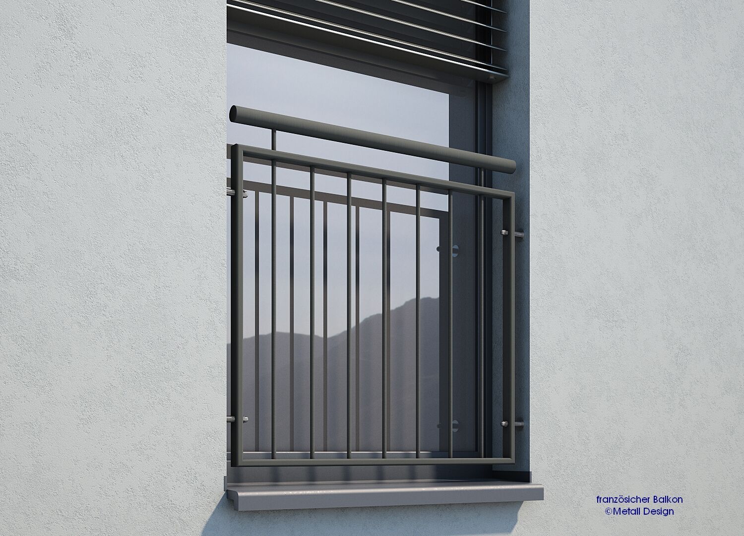 Französischer Balkon pulverbeschichtet, MD 02iP anthrazitgrau RAL7016