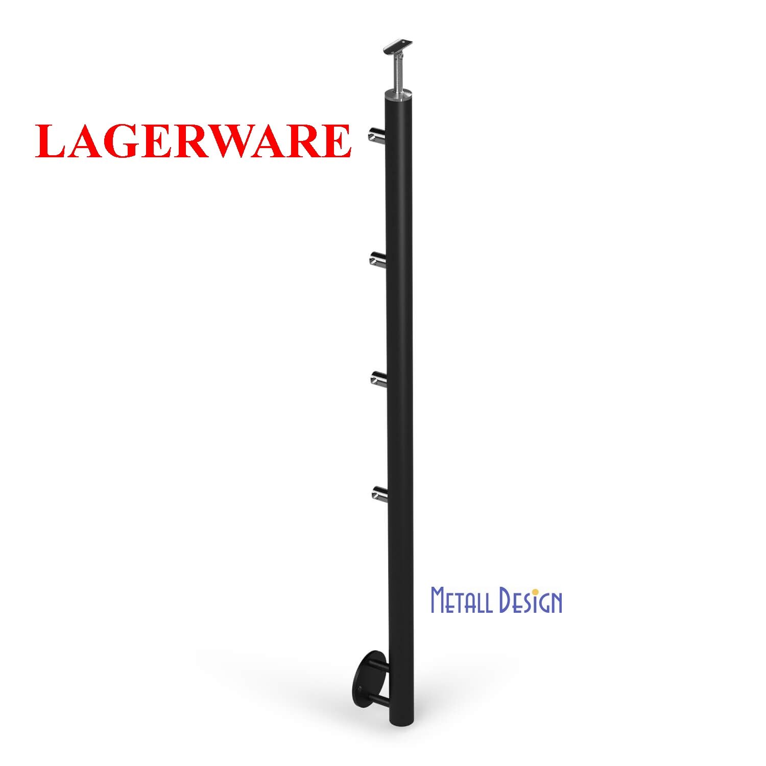 LAGERWARE Geländerpfosten RAL 7016 pulverbeschichtet 4 Querstabhalter seitliche Montage anthrazitgra
