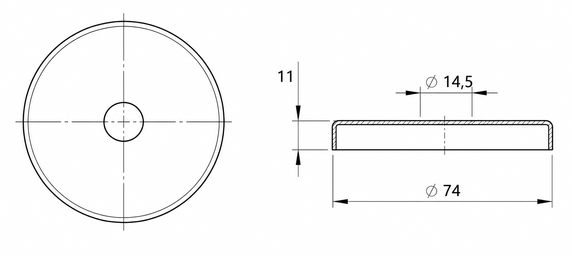 Abdeckrosette für Handlaufträger Edelstahl