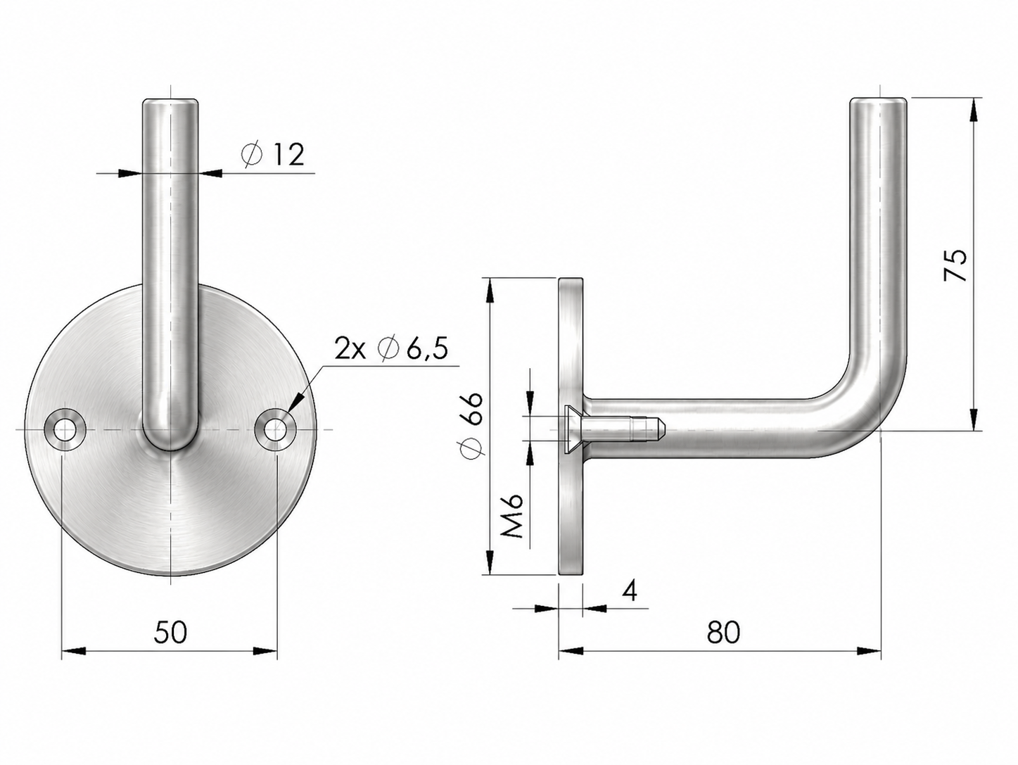 Handlaufhalter aus Edelstahl HLH10