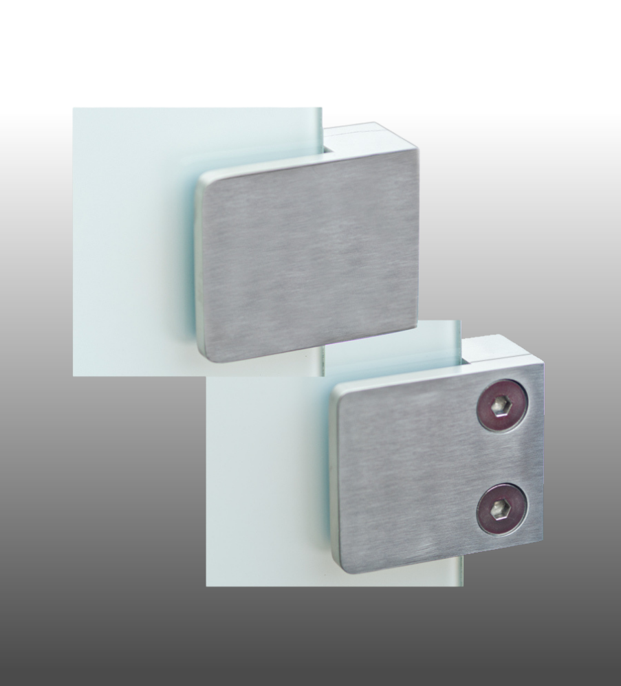 Glashalter Edelstahl 45 x 45 mm, G02 gerader Anschluss