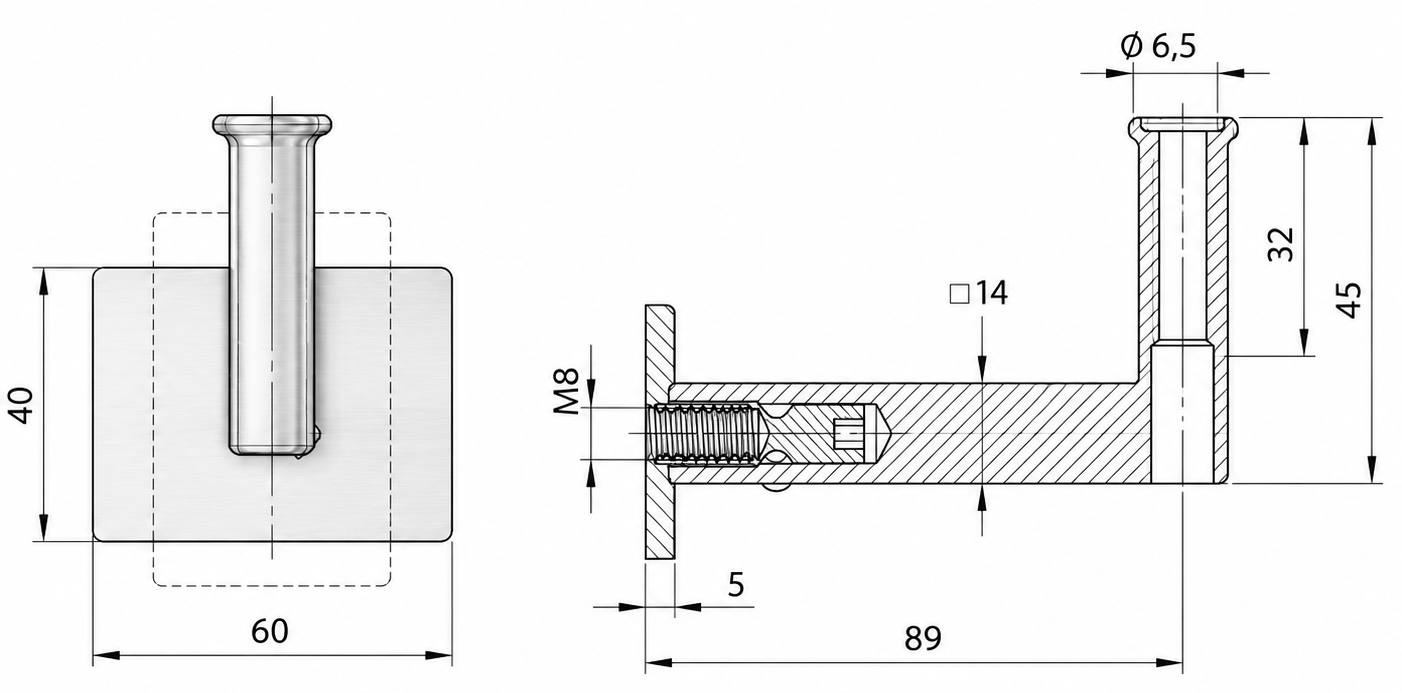 Handlaufhalter Edelstahl HLH 08