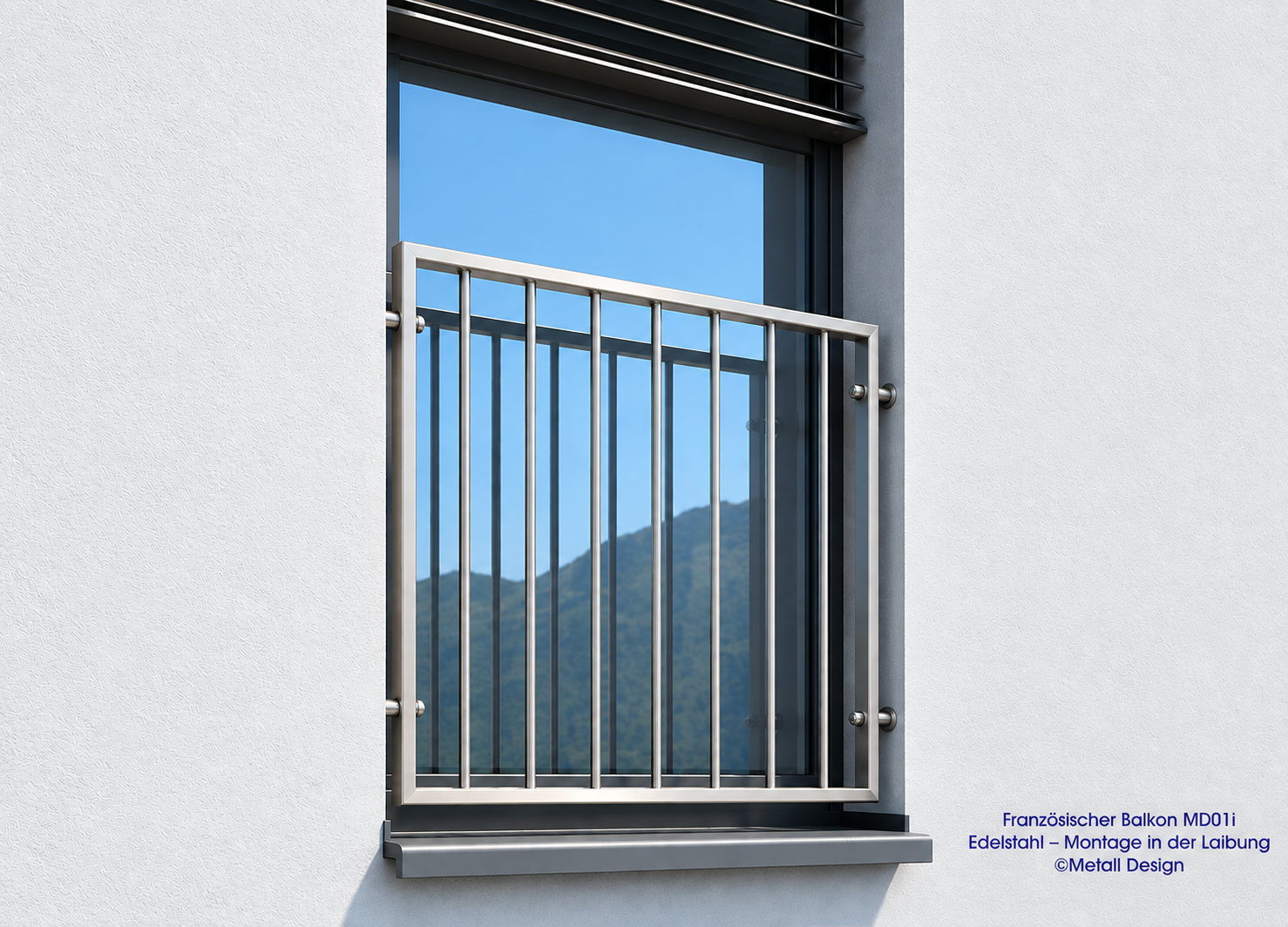 Französischer Balkon MD01i Montage in der Fensteröffnung
