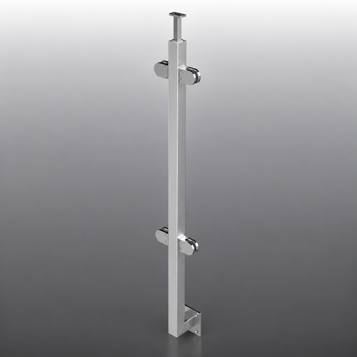 Geländerpfosten Vierkantrohr VGS-02 Mittelpfosten Glasgeländer