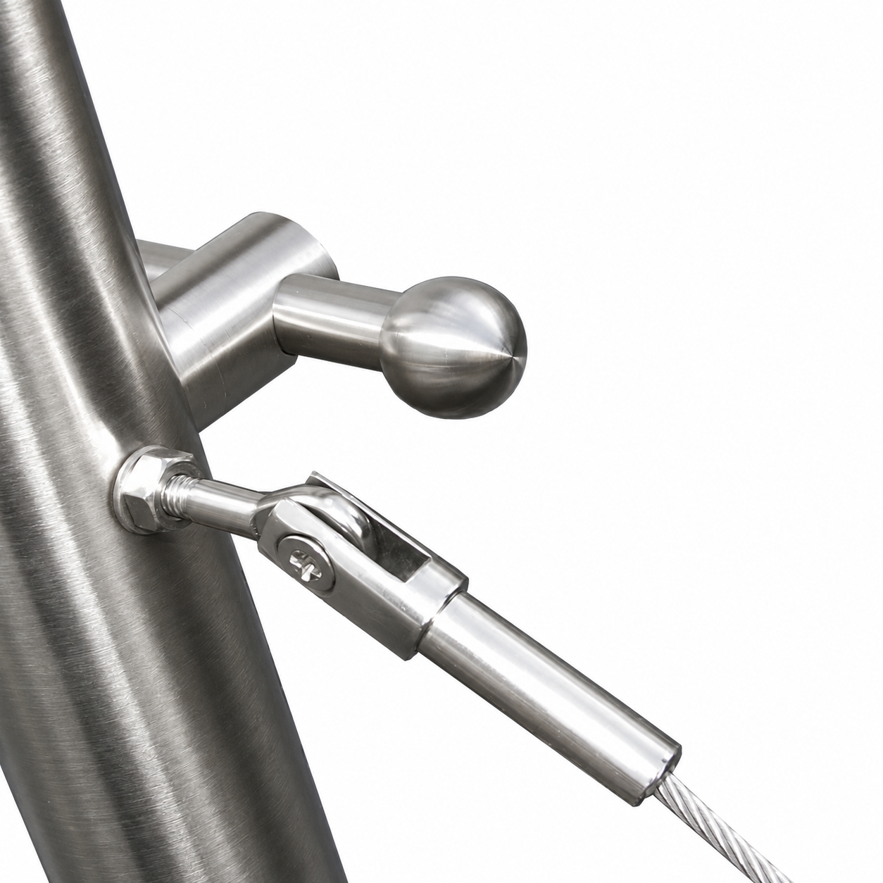 Augenschraube mit Metallgewinde Beispielbild mit Geländerpfosten Edelstahl