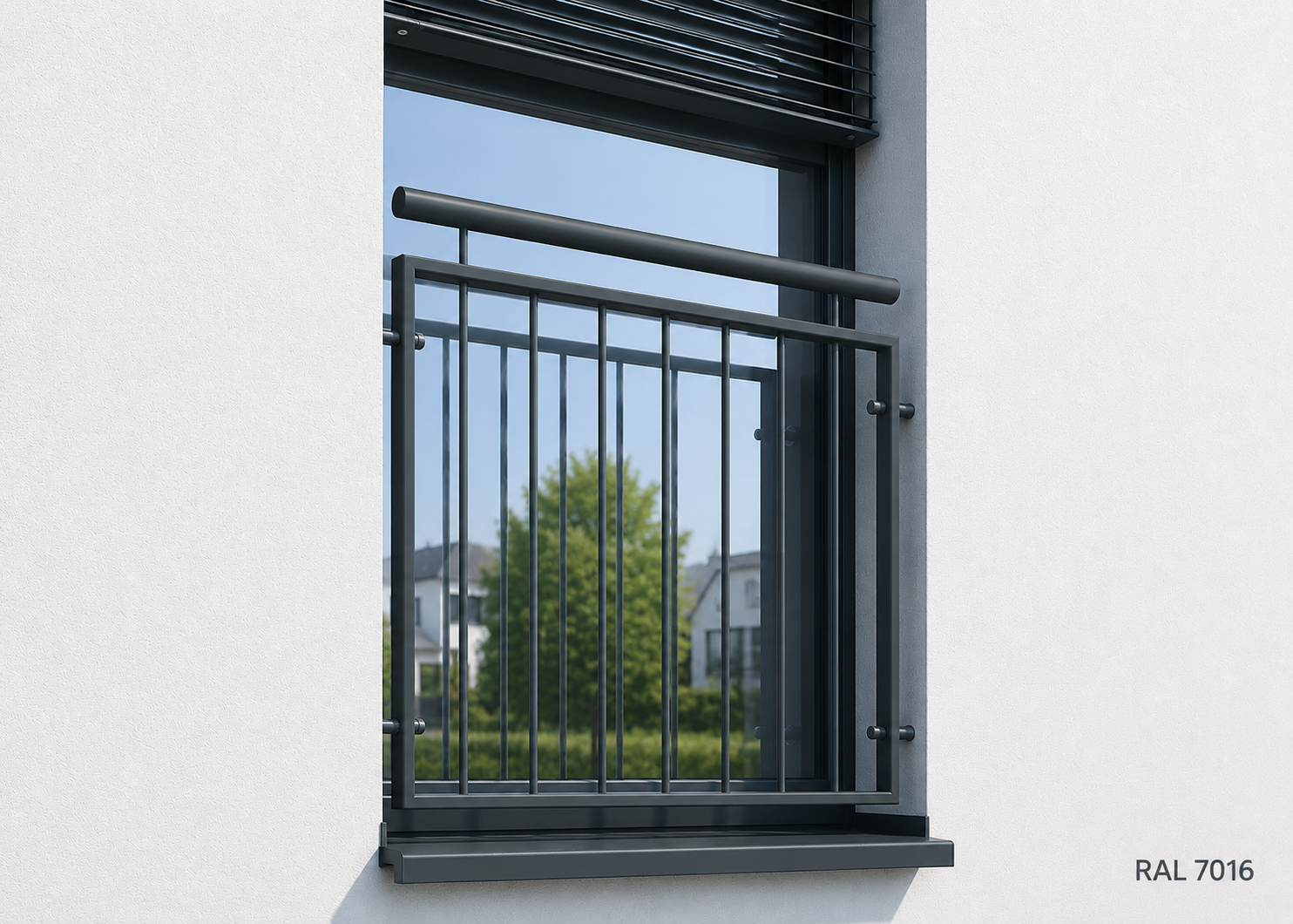 Sonderposten Laibung 1570 - 1630 mm Französischer Balkon Edelstahl Montage in der Fensteröffnung