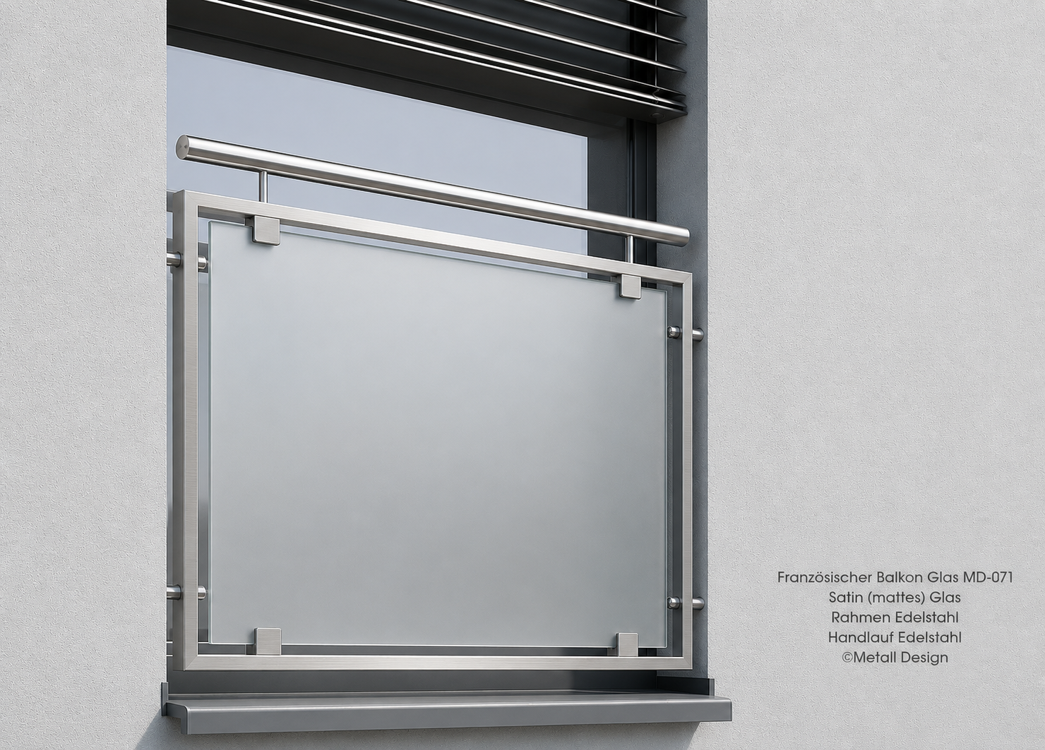 Französischer Balkon Glas Pulverbeschichtet oder Edelstahl Montage in der Fensteröffnung MD07ip