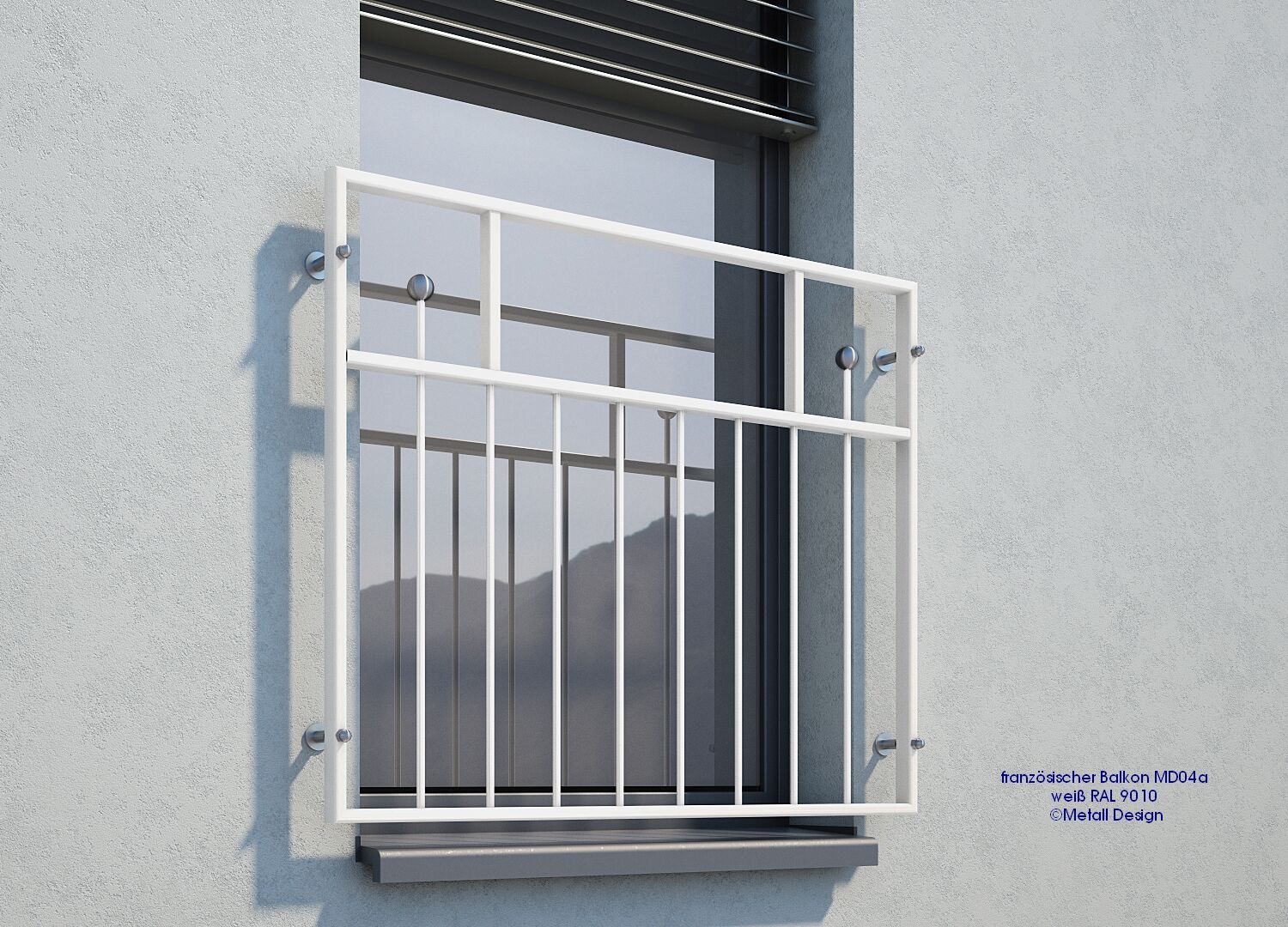 Französischer Balkon pulverbeschichtet MD 04aP weiß RAL9016