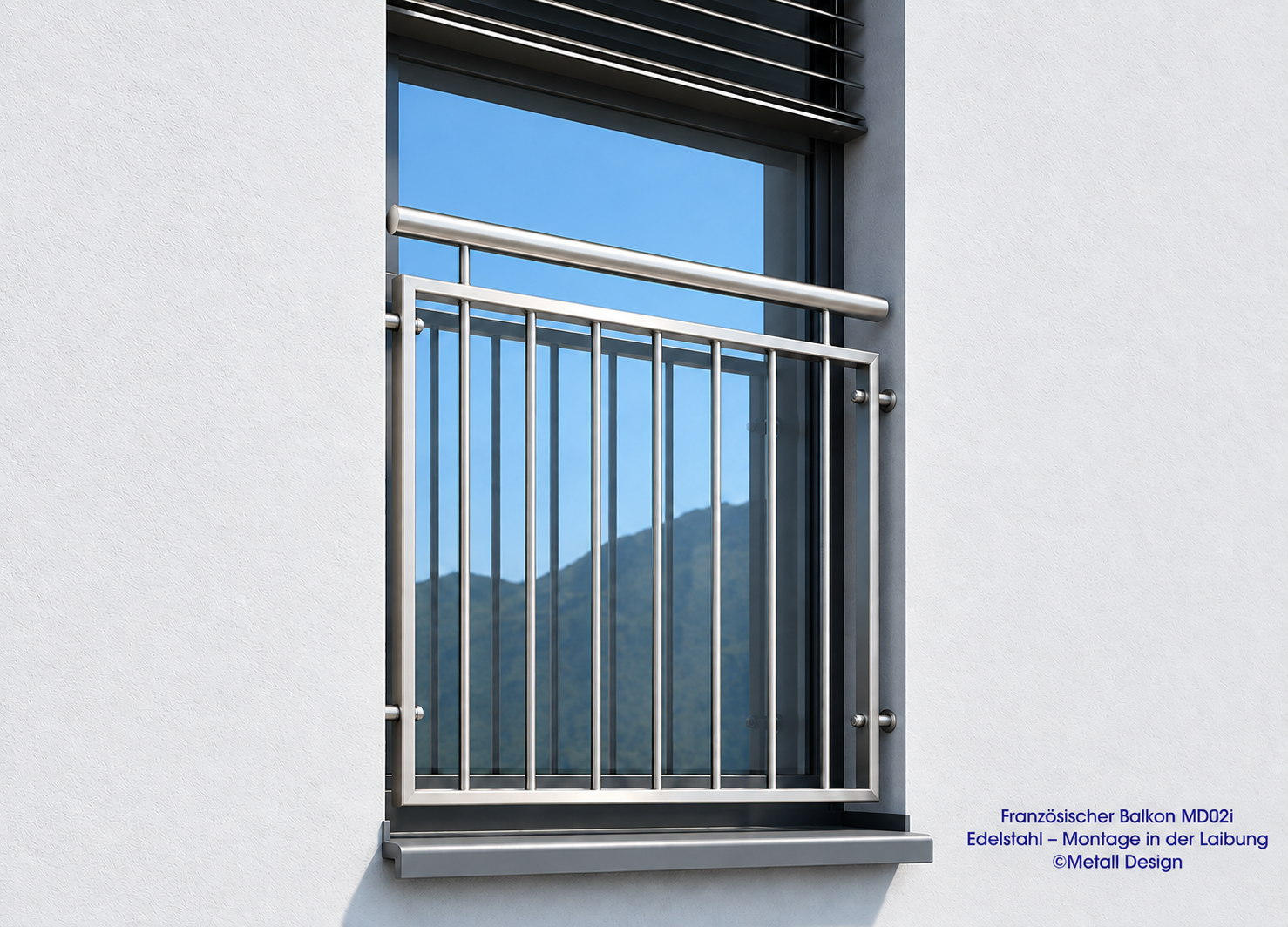 Französischer Balkon MD02i Montage in der Fensteröffnung
