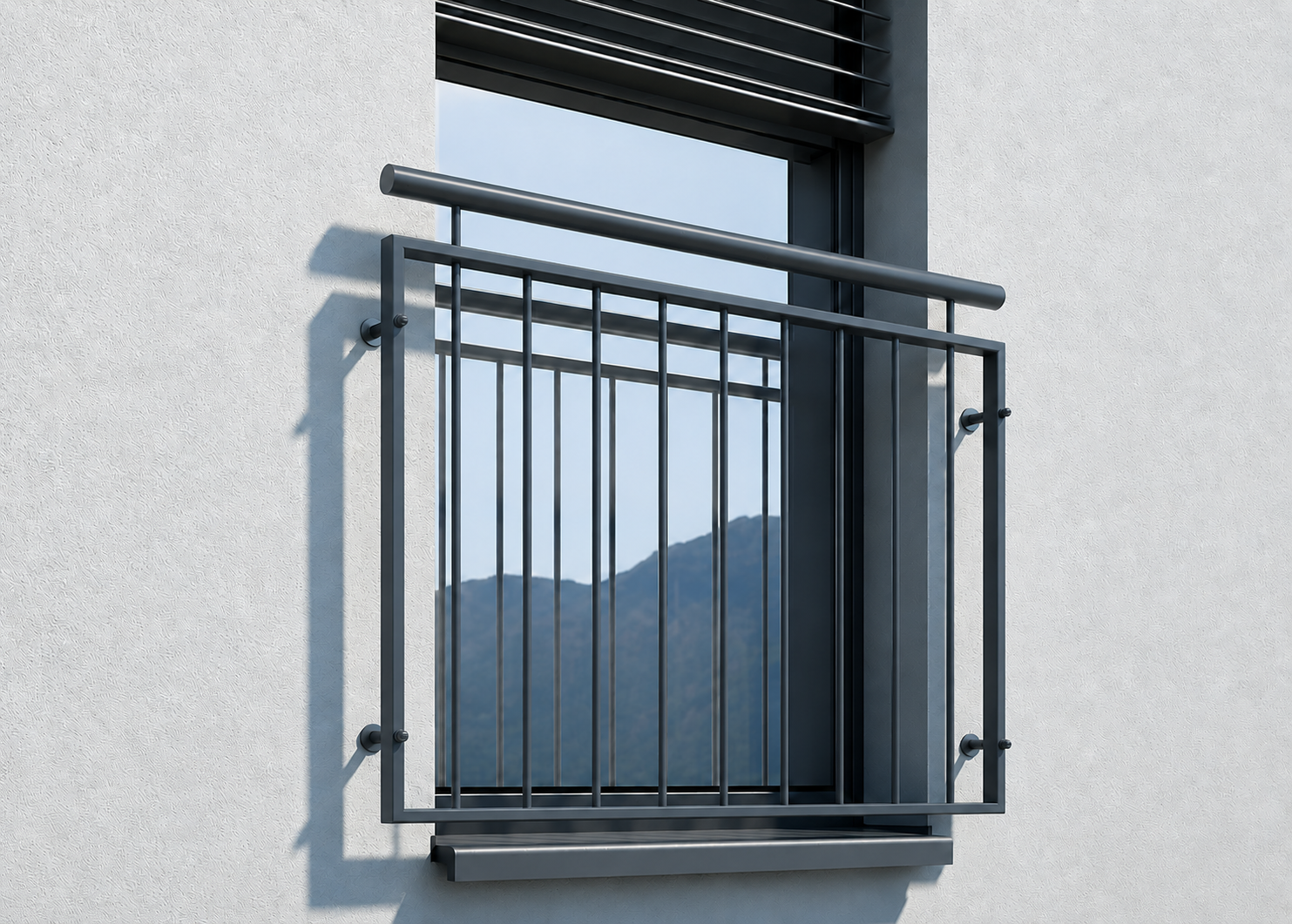 Sonderposten 870mm RAL7016 Französischer Balkon Edelstahl