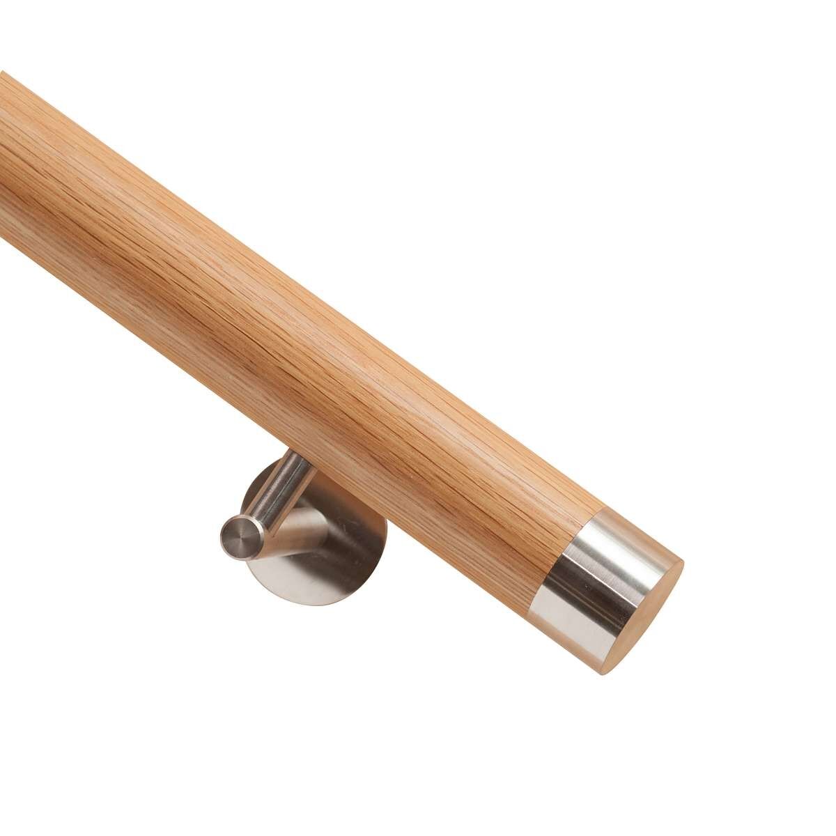 Hanndlauf Eiche DS40 mit Handlaufende flach aus Edelstahl
