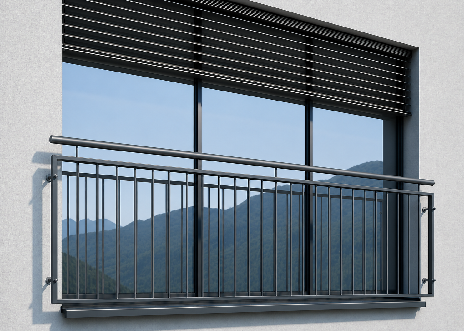 Sonderposten 3000 mm RAL7016 Französischer Balkon Edelstahl