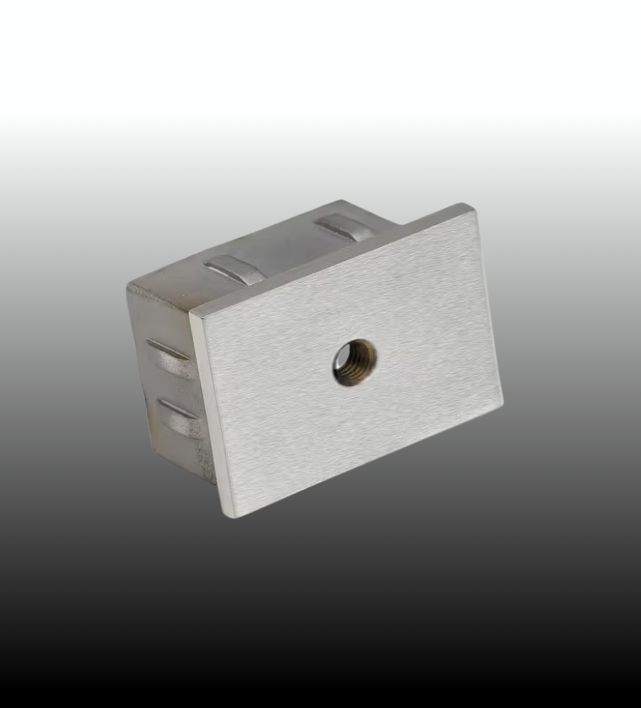 Rechteckrohr Endkappe flach mit M8 Gewinde 40 mm x 20 mm x 2,0 mm