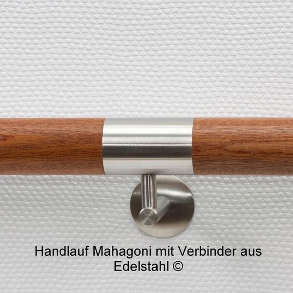 Handlauf Mahagoni mit Verbinder aus Edelstahl