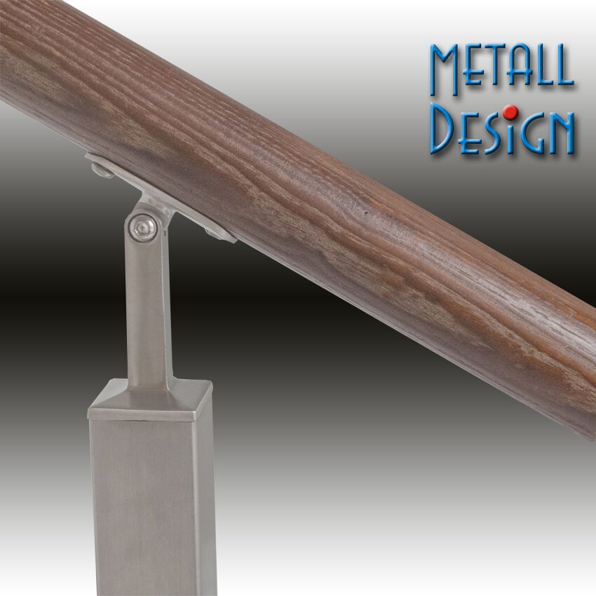 Geländerpfosten Vierkantrohr mit Handlauf Rundholz für Treppengeländer